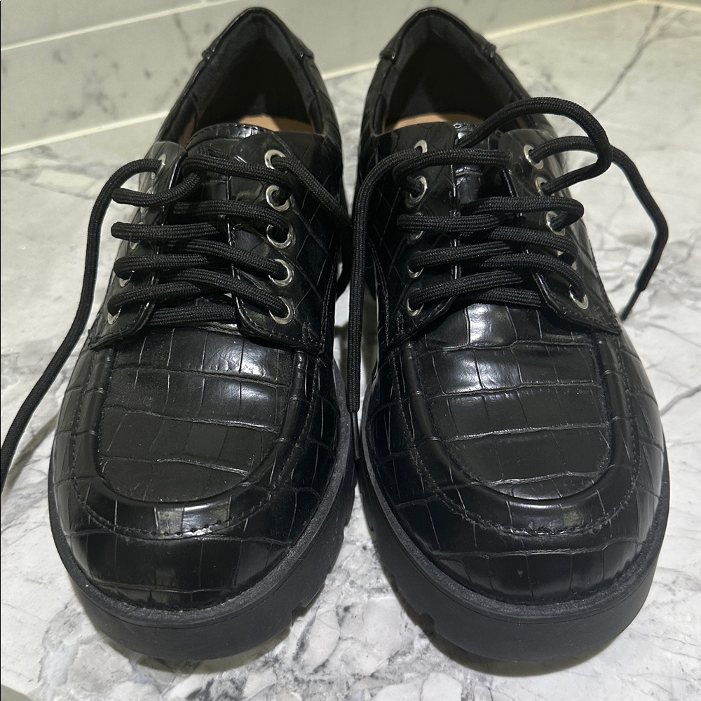 8 Wide Black Crocodile-Embossed Women's Loafers by Torrid